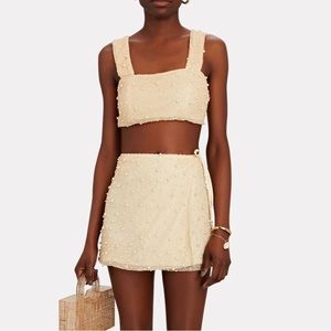 Sara Cristina Beaded Crop Top and Wrap Mini Skirt
